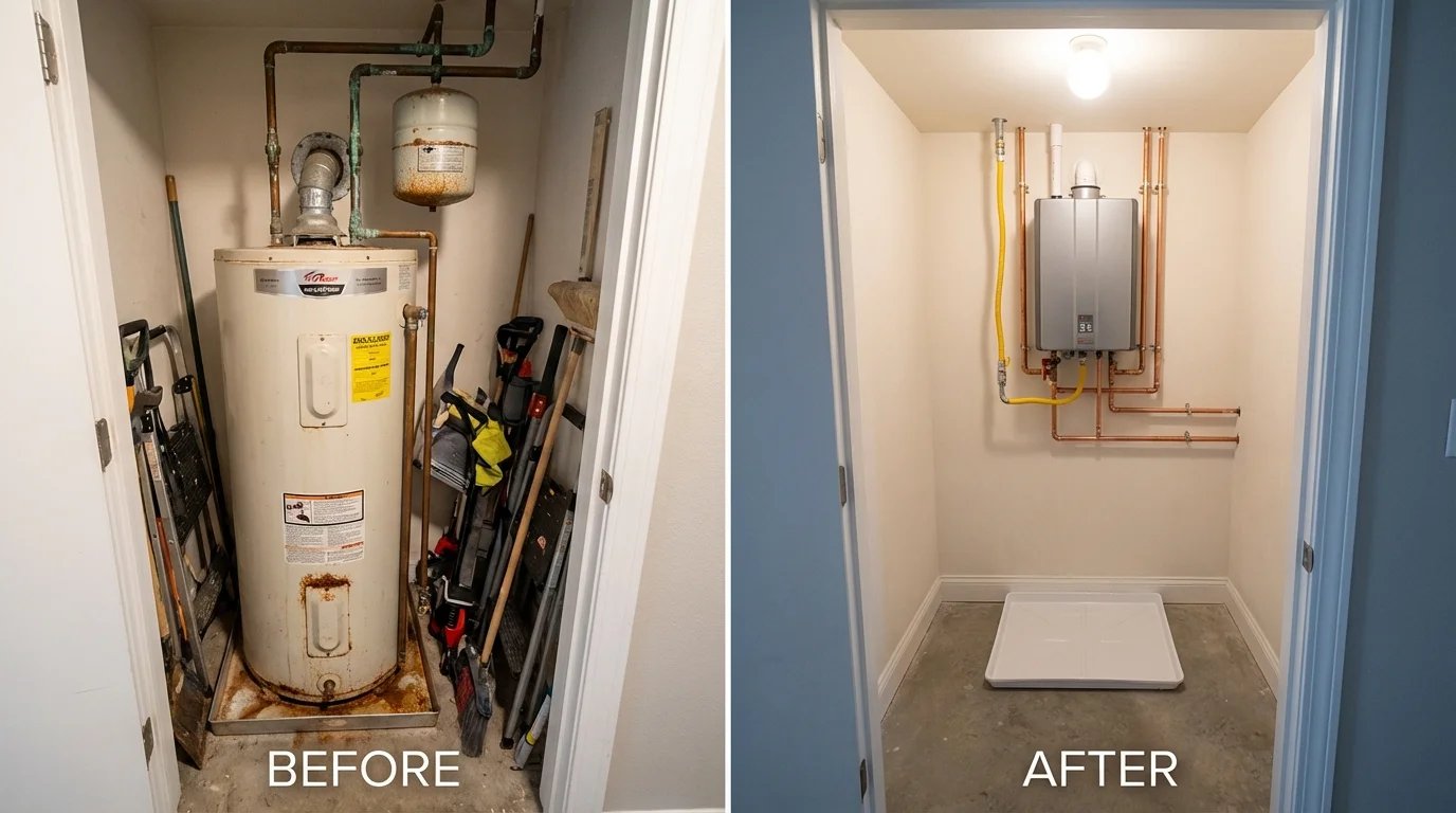 Tank water heater versus wall-mounted tankless unit comparison for Hudson, NH homeowners